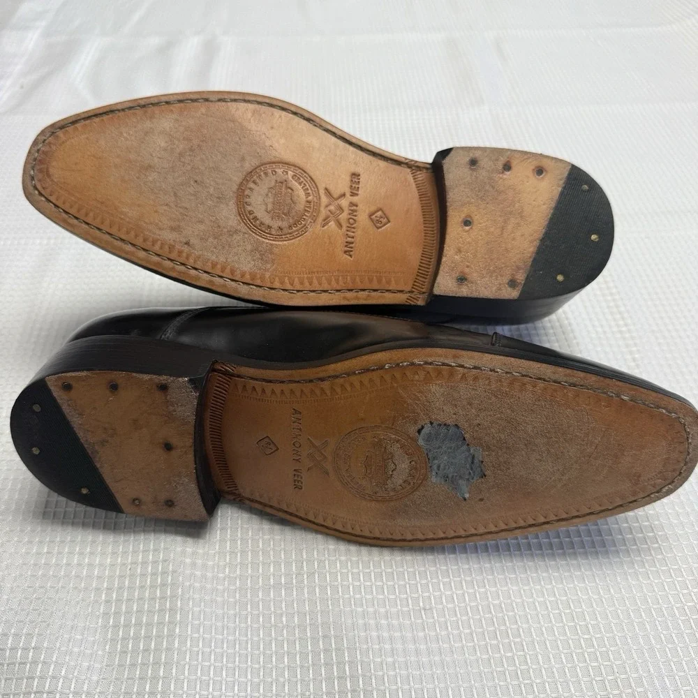 Anthony Veer Black Cap Toe Oxford Mens Dress Shoes 8.5‎ EE Leather